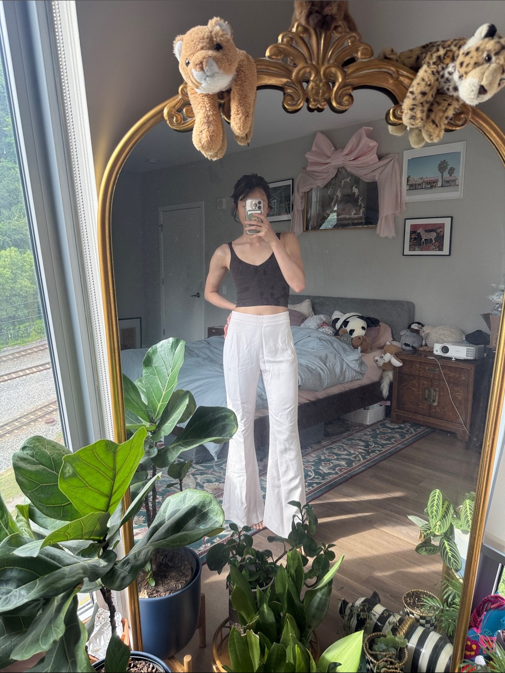 Brandon Maxwell mid rise pink crepe wide legged pants